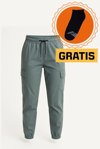 PANTALÓN JOGGER DE GABARDINA PARA HOMBRE CON BOLSILLOS CARGO