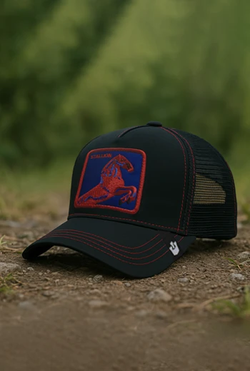 GORRA NEGRA CON PARCHE BORDADO