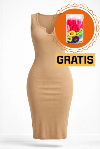 VESTIDO CEÑIDO AL CUERPO COLOR CAMEL CLARO