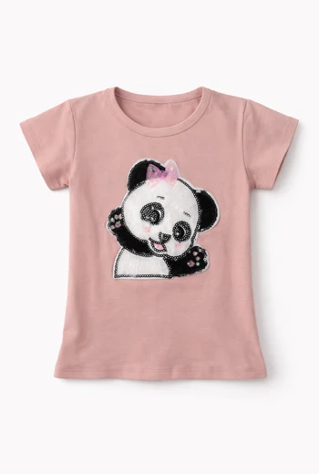CAMISETA INFANTIL MELÓN CON DISEÑO DE OSO PANDA