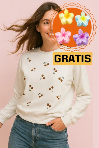 BUZO CREMA CON ESTAMPADO DE CEREZA