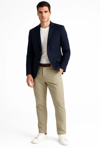 PANTALÓN CASUAL DE GABARDINA HOMBRE CORTE RECTO