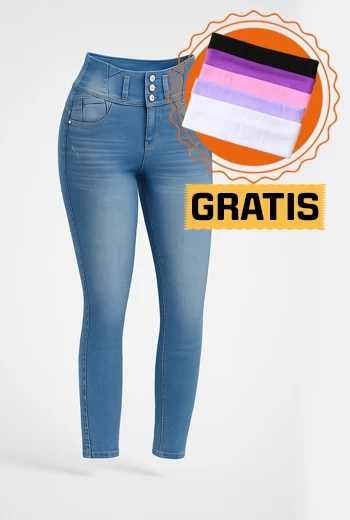 JEAN PARA MUJER SKINNY TIRO ALTO CON TRES BOTONES