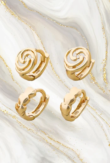 COMBO DE ARETES INFANTILES BAÑADOS EN ORO TIPO HUGGIE