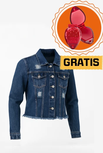 CHAQUETA CROPPED DE JEAN CON EFECTO DESGASTADO