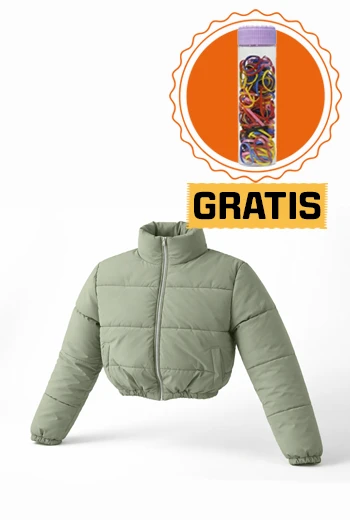 CHOMPA PUFFER CROPPED VERDE GRISÁCEO