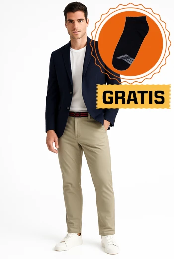 PANTALÓN CASUAL DE GABARDINA HOMBRE CORTE RECTO