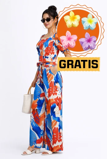 CONJUNTO PALAZZO ART PRINT CON LAZO EN CINTURA