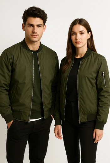 CHOMPA TIPO BOMBER VERDE OLIVA  UNISEX