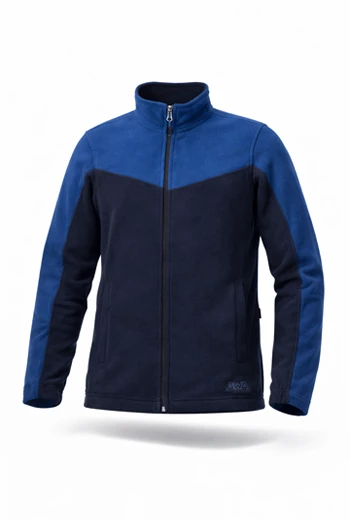 CHOMPA POLAR DEPORTIVA BICOLOR DE HOMBRE CON CUELLO ALTO Y CIERRE FRONTAL