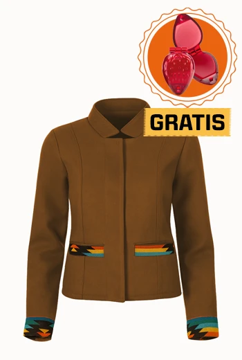 ABRIGO CORTO OCRE CON DETALLES ARTESANALES