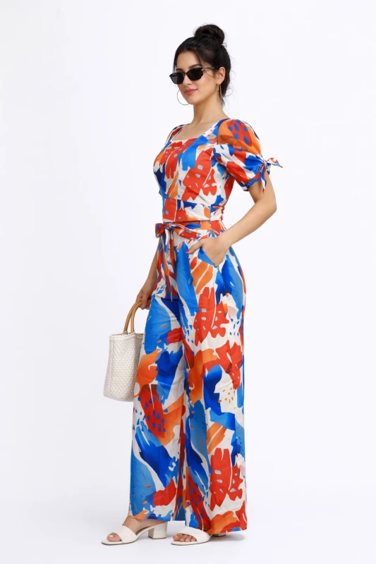 CONJUNTO PALAZZO ART PRINT CON LAZO EN CINTURA