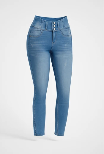 JEAN PARA MUJER SKINNY TIRO ALTO CON TRES BOTONES