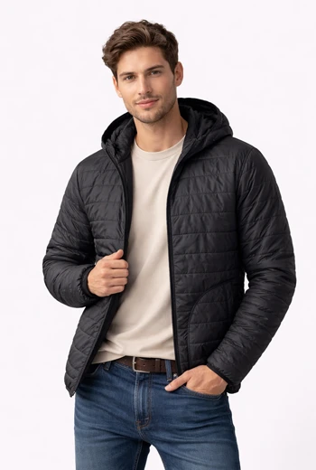 CHOMPA ACOLCHADA TÉRMICA CON CIERRRE Y CAPUCHA