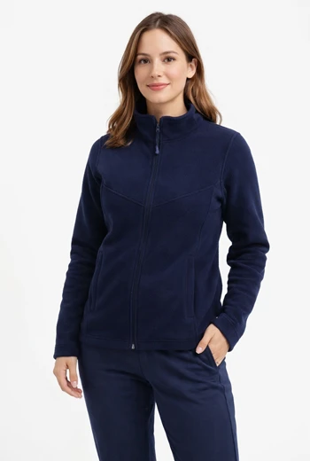 CHOMPA POLAR DEPORTIVA DE MUJER CON CUELLO ALTO Y CIERRE FRONTAL